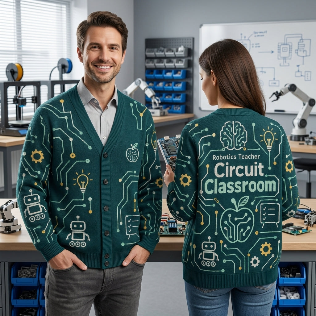Robotics Teacher Circuit Classroom Cardigan – Tech Science Educator Gift - mockup 1