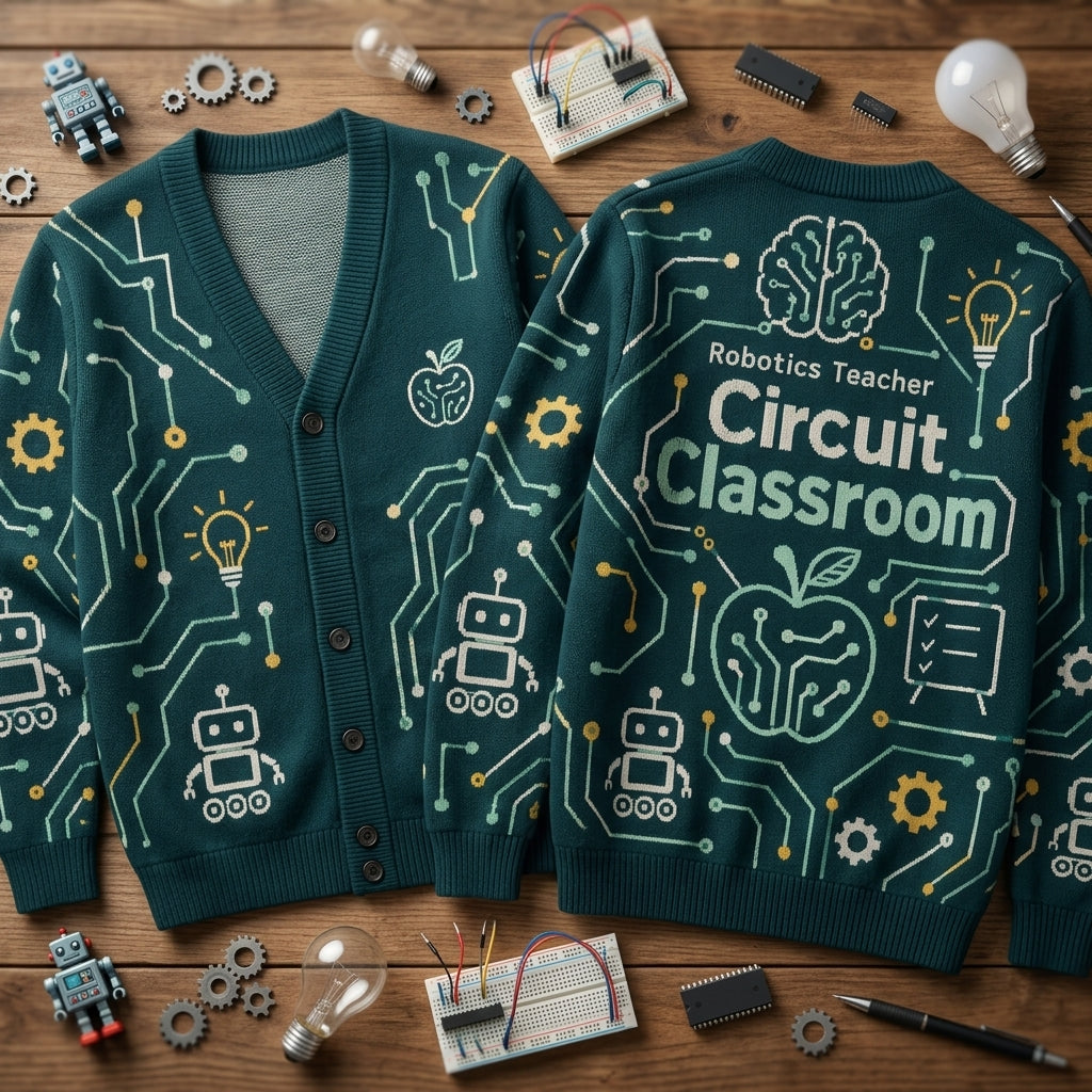 Robotics Teacher Circuit Classroom Cardigan – Tech Science Educator Gift - mockup 2