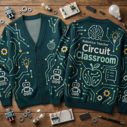 Robotics Teacher Circuit Classroom Cardigan – Tech Science Educator Gift - mockup 2