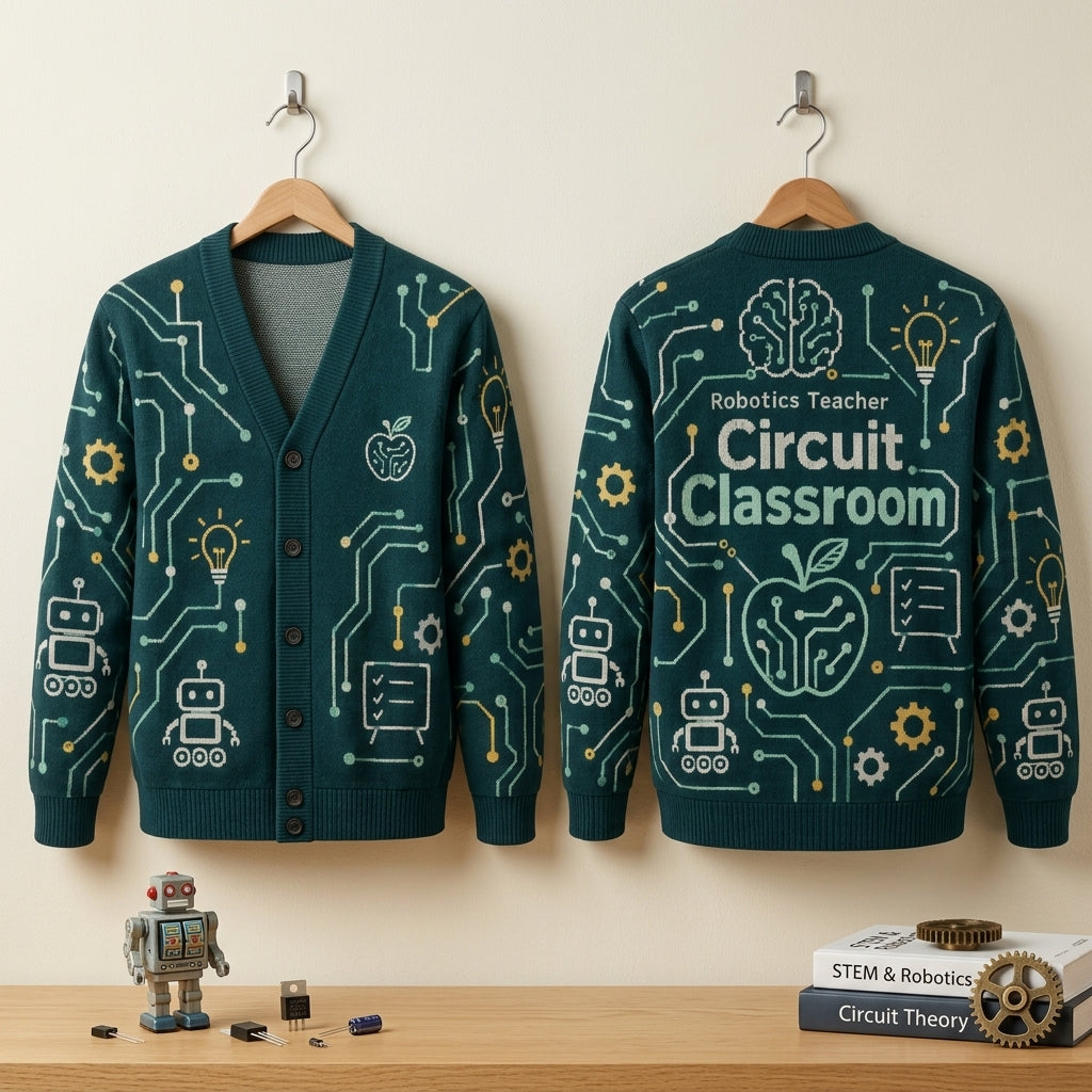 Robotics Teacher Circuit Classroom Cardigan – Tech Science Educator Gift - mockup 3