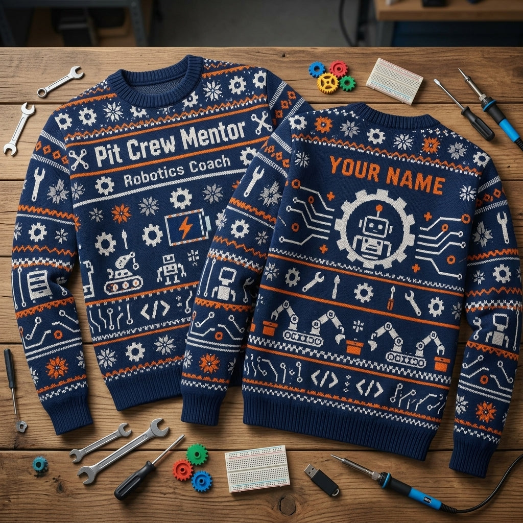 Personalized Robotics Coach Pit Crew Mentor Ugly Sweater - Custom Tech Gift - mockup 2