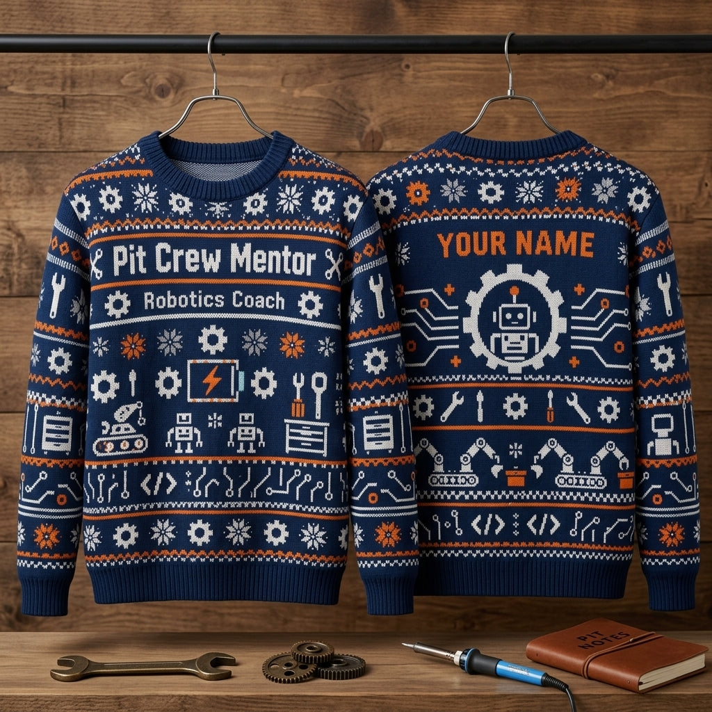 Personalized Robotics Coach Pit Crew Mentor Ugly Sweater - Custom Tech Gift - mockup 3