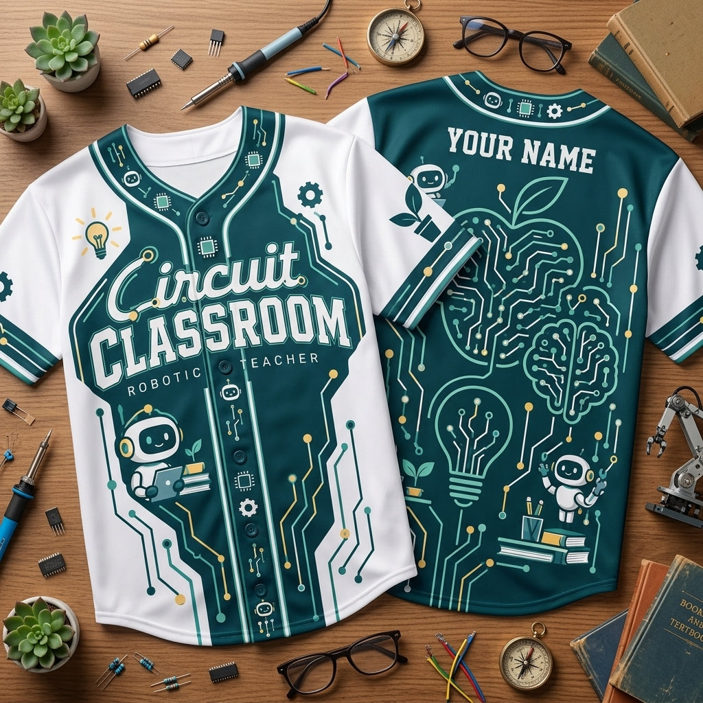Personalized Robotics Teacher Circuit Classroom Baseball Jersey – Tech Educator Gift - mockup 2