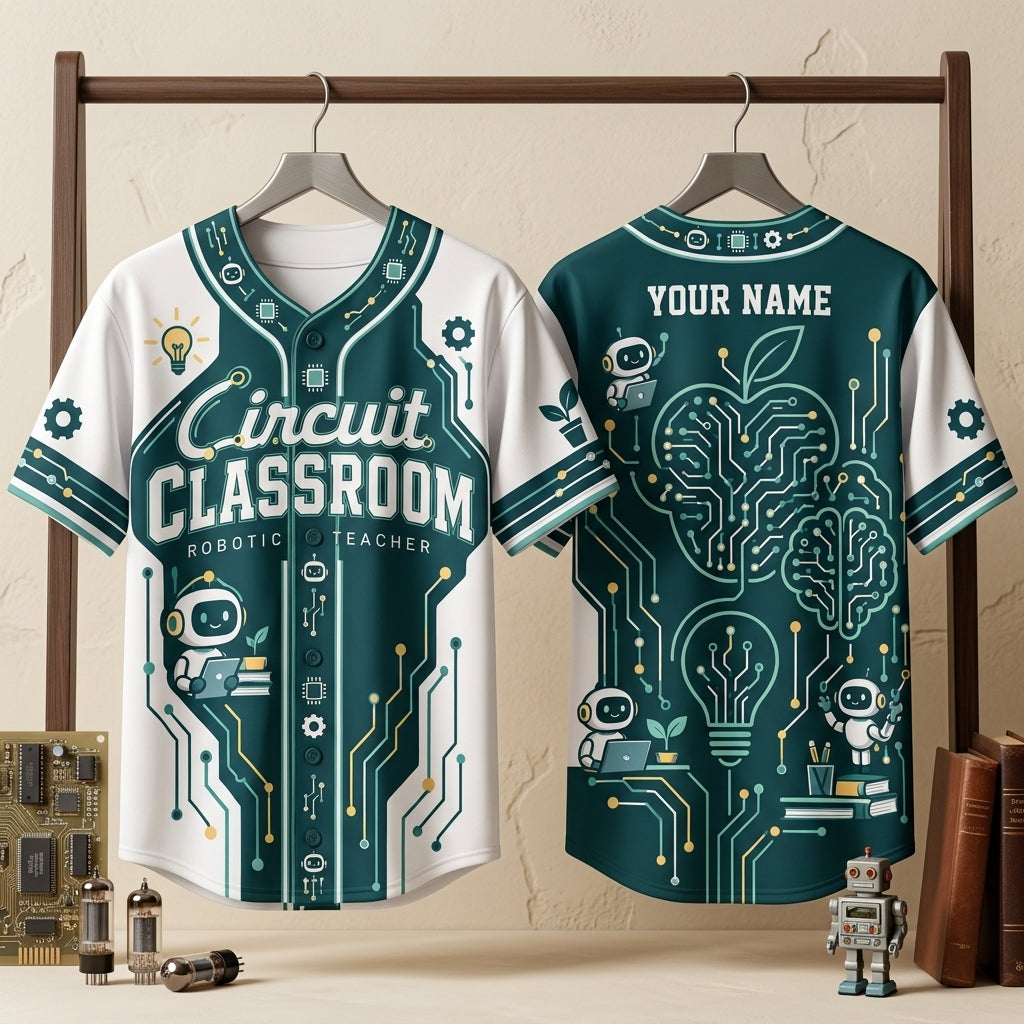 Personalized Robotics Teacher Circuit Classroom Baseball Jersey – Tech Educator Gift - mockup 3