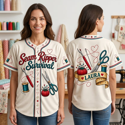 Personalized Seam Ripper Survival Sewing Baseball Jersey for Quilters - mockup 1