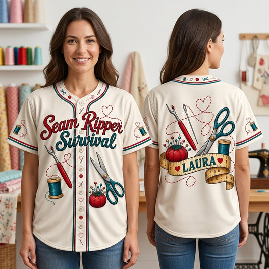 Personalized Seam Ripper Survival Sewing Baseball Jersey for Quilters - mockup 1