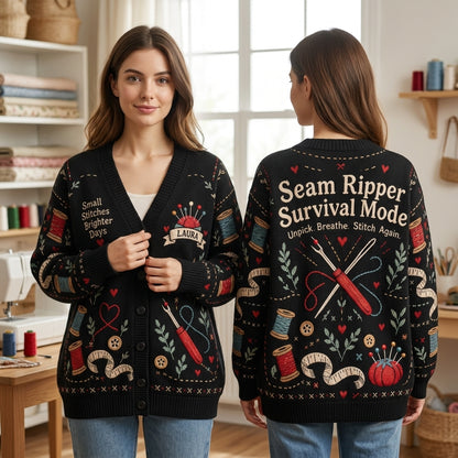 Custom Seam Ripper Survival Mode Cardigan – Personalized Sewing Gift for Quilters - mockup 1