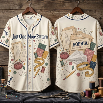 Personalized Just One More Pattern Baseball Jersey for Sewing Pattern Collectors - mockup 3