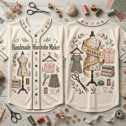 Personalized Handmade Wardrobe Maker Baseball Jersey - Custom Gift for Sewists - mockup 2
