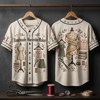 Personalized Handmade Wardrobe Maker Baseball Jersey - Custom Gift for Sewists - mockup 3