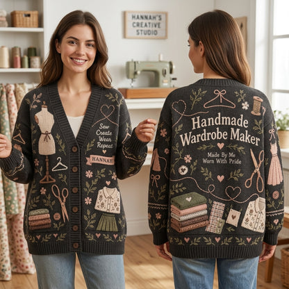 Personalized Handmade Wardrobe Maker Cardigan - Custom Sewing Gift for Crafters - mockup 1