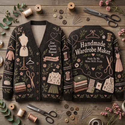 Personalized Handmade Wardrobe Maker Cardigan - Custom Sewing Gift for Crafters - mockup 2