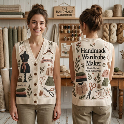Personalized Handmade Wardrobe Maker Cardigan Vest for Sewing Enthusiasts - mockup 1