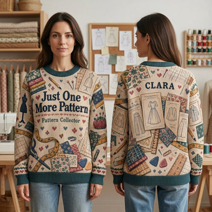 Personalized Sewing Pattern Collector Ugly Sweater – Custom Seamstress Gift - mockup 1