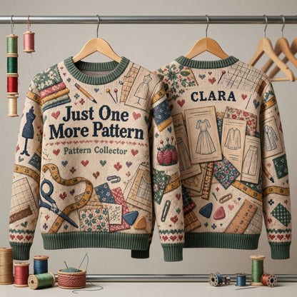 Personalized Sewing Pattern Collector Ugly Sweater – Custom Seamstress Gift - mockup 3