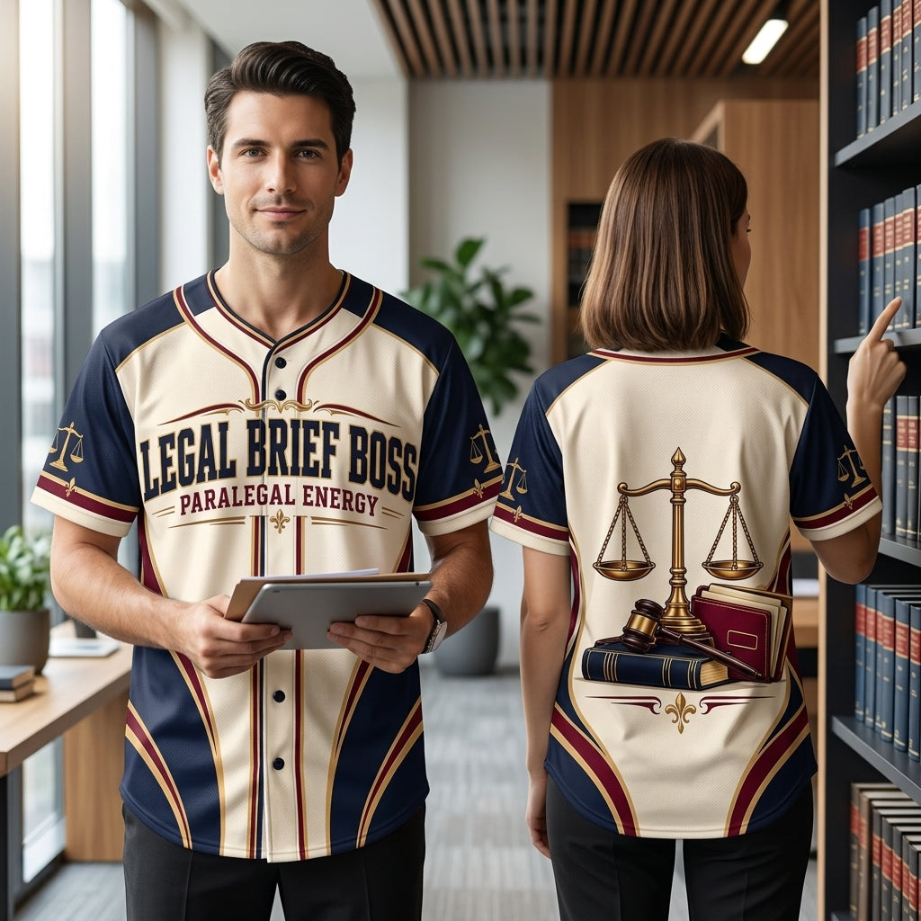 Legal Brief Boss Paralegal Energy Baseball Jersey - Gift for Law Professionals - mockup 1