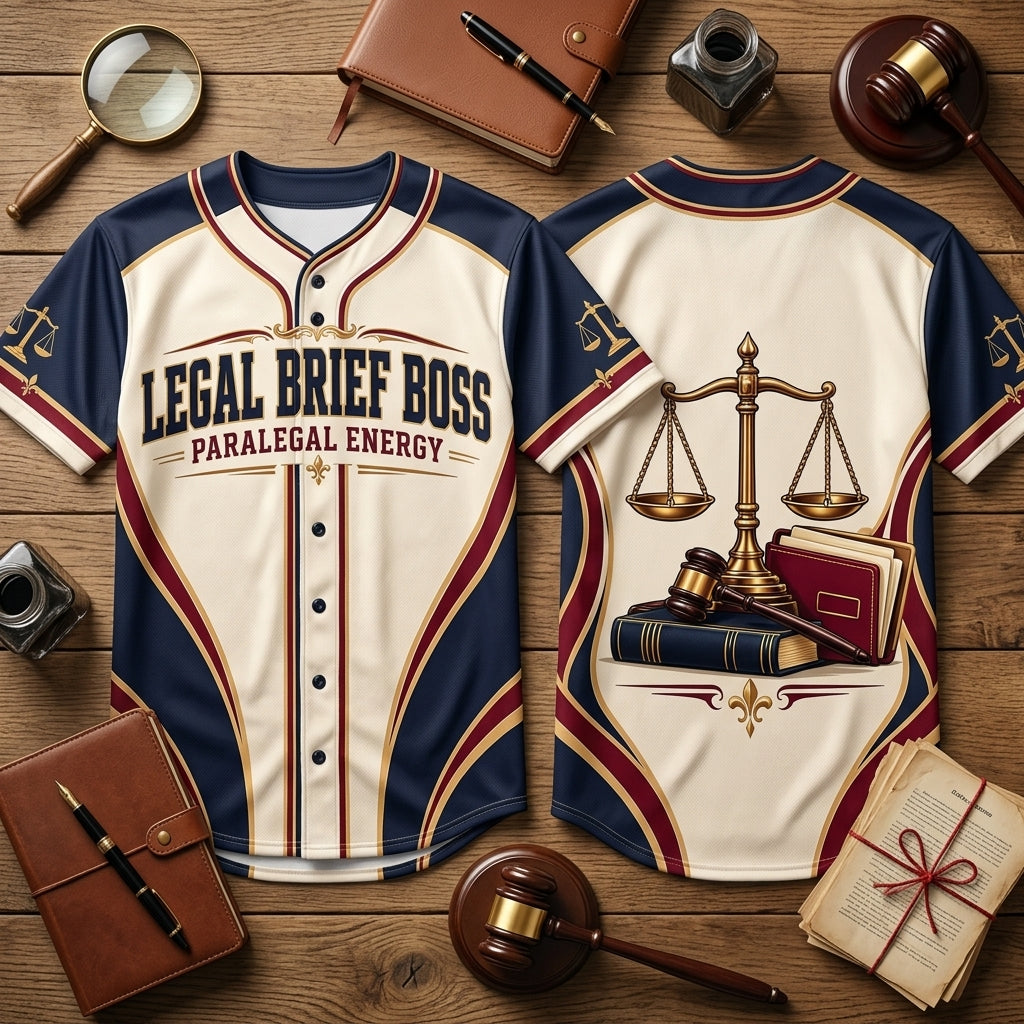 Legal Brief Boss Paralegal Energy Baseball Jersey - Gift for Law Professionals - mockup 2