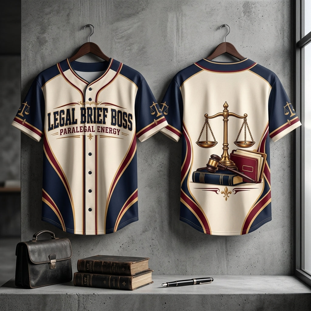 Legal Brief Boss Paralegal Energy Baseball Jersey - Gift for Law Professionals - mockup 3