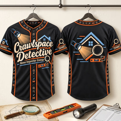 Personalized Home Inspector Crawlspace Detective Baseball Jersey – Custom Name Gift - mockup 3