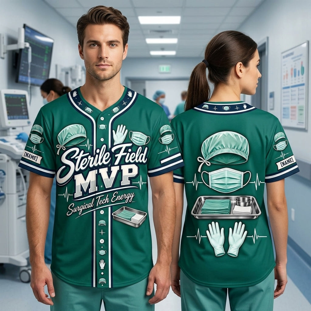 Personalized Surgical Technologist Sterile Field Baseball Jersey - Surgical Tech Gift - mockup 1