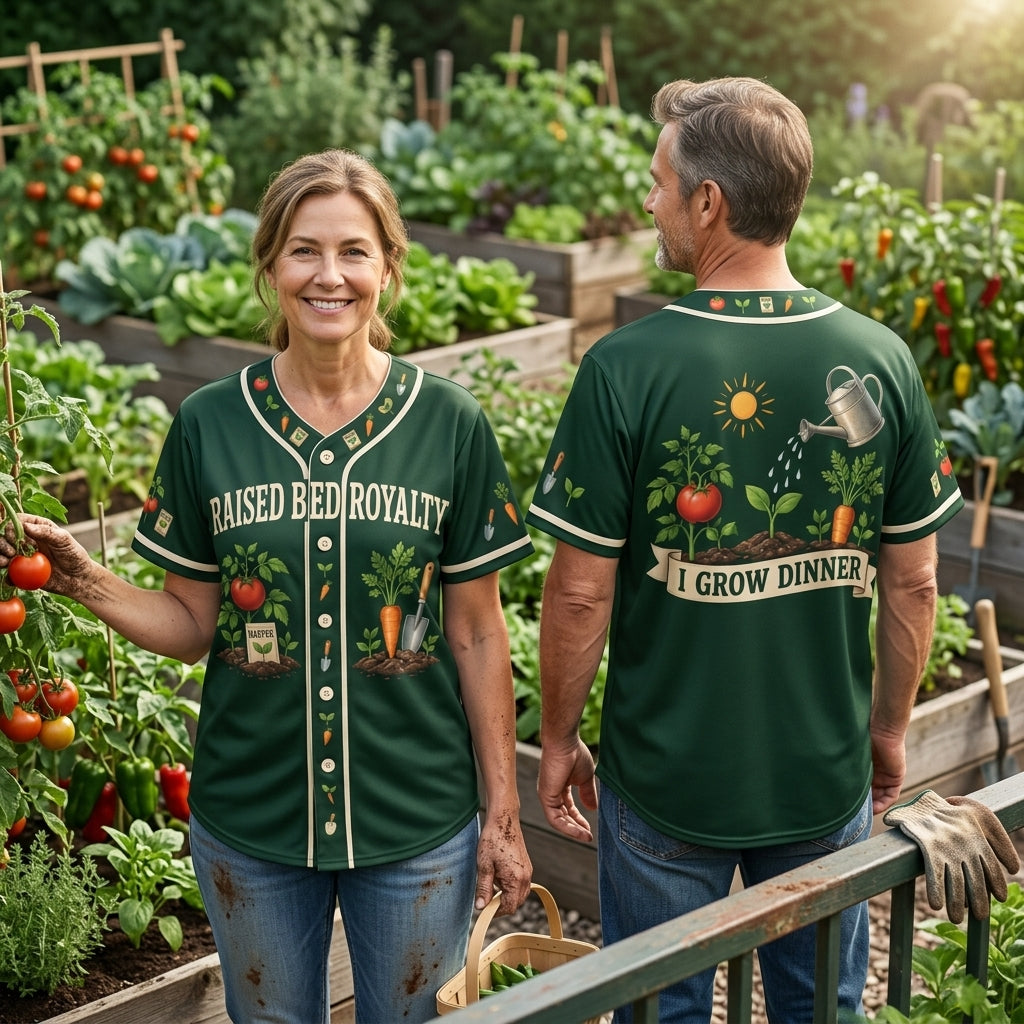 Personalized Raised Bed Royalty Backyard Vegetable Gardener Baseball Jersey - mockup 1