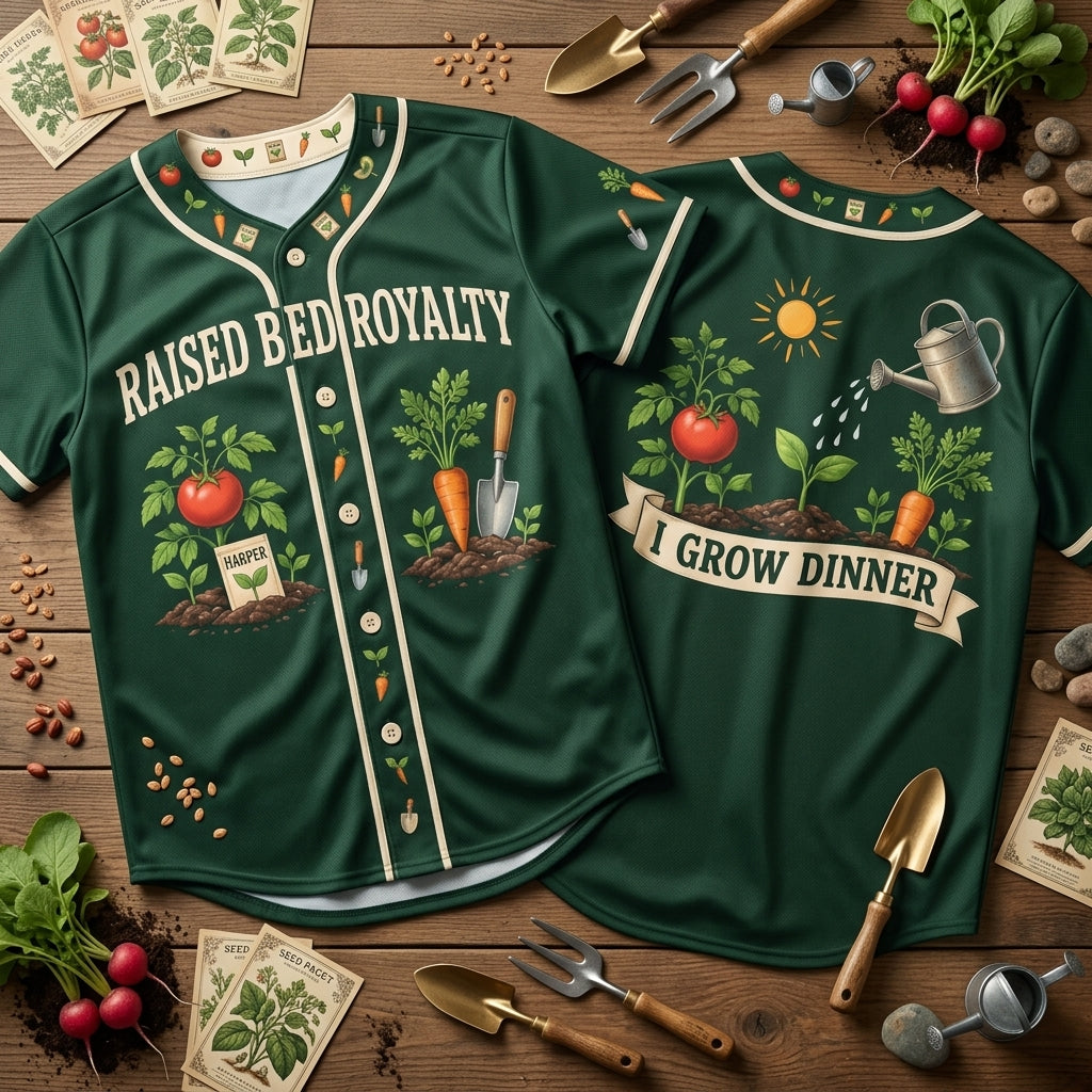 Personalized Raised Bed Royalty Backyard Vegetable Gardener Baseball Jersey - mockup 2