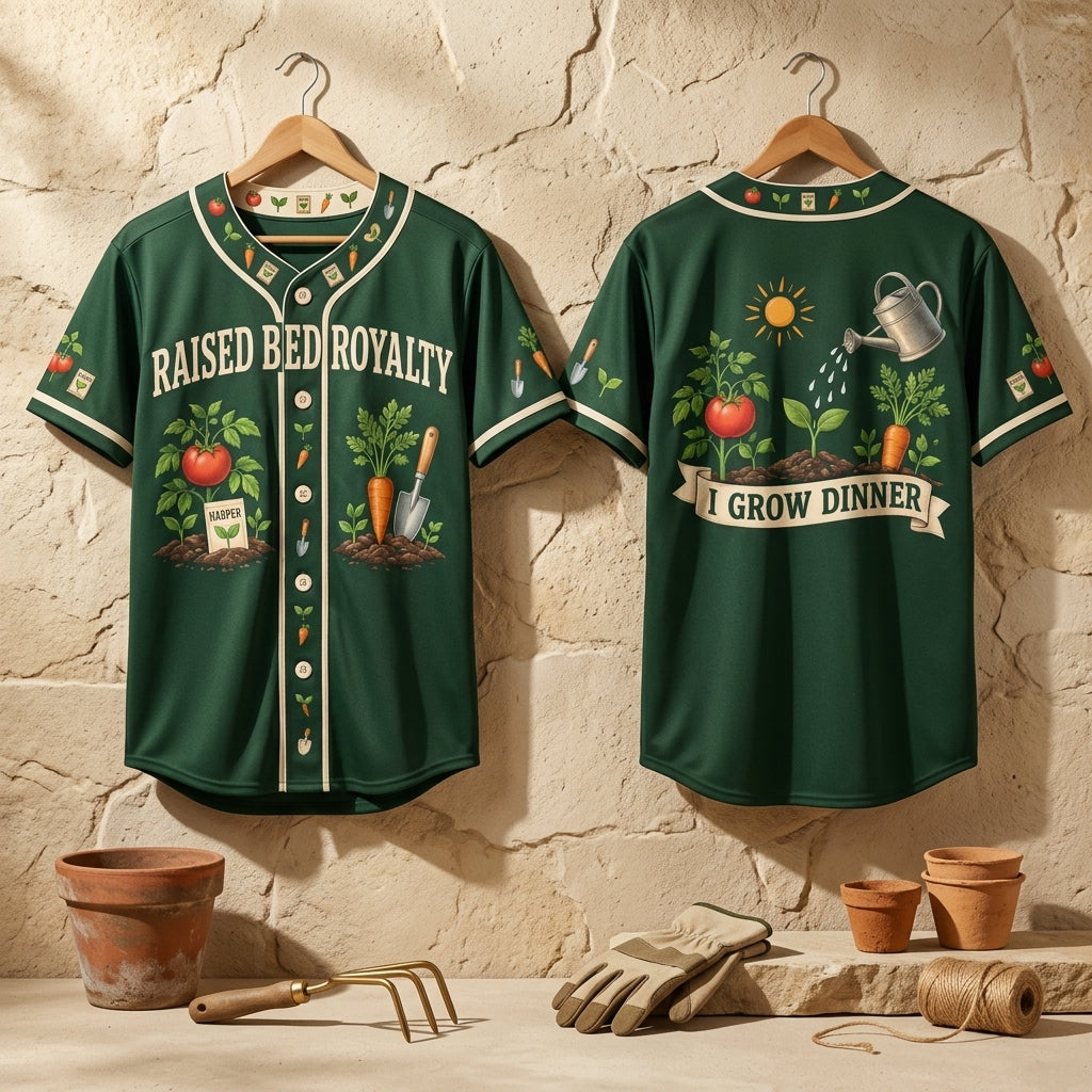 Personalized Raised Bed Royalty Backyard Vegetable Gardener Baseball Jersey - mockup 3