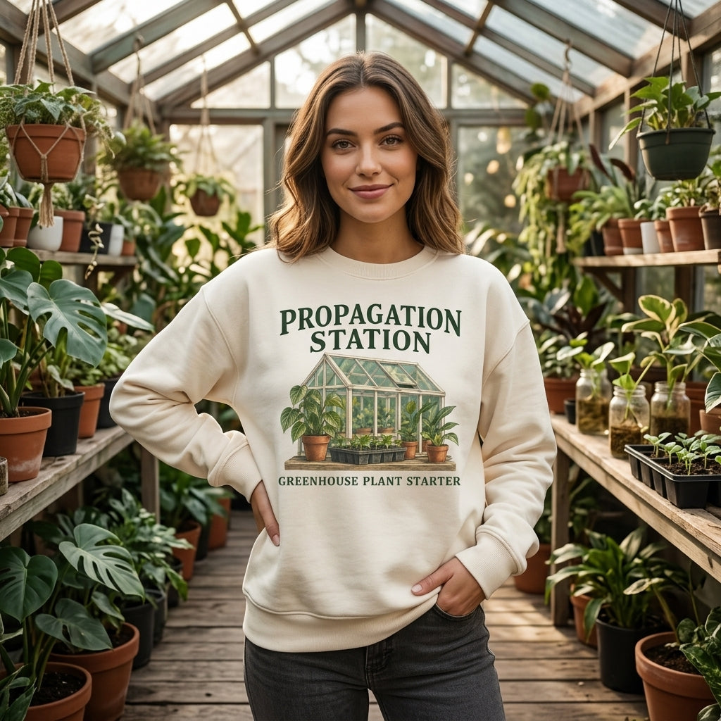 Propagation Station Greenhouse Plant Starter T-shirt Sweatshirt Hoodie – Gift for Plant Lovers - mockup 2