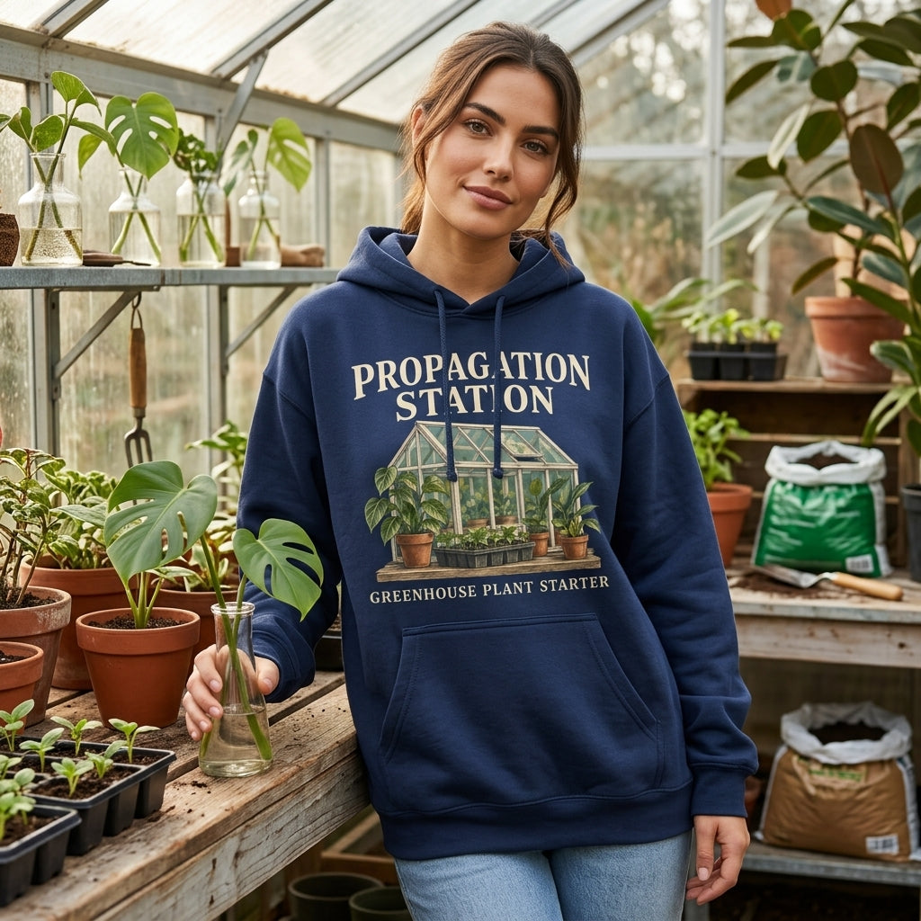 Propagation Station Greenhouse Plant Starter T-shirt Sweatshirt Hoodie – Gift for Plant Lovers - mockup 3