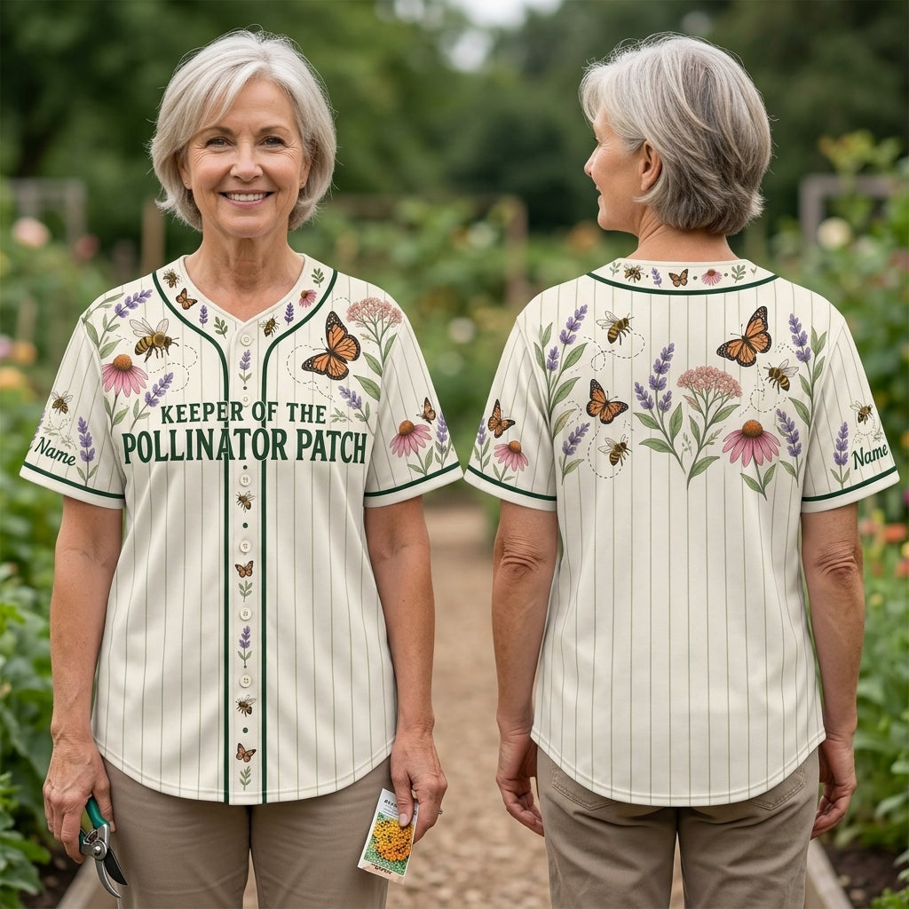 Custom Keeper of the Pollinator Patch Baseball Jersey – Nature Lover Gift - mockup 1