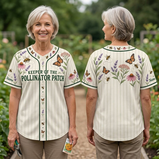 Custom Keeper of the Pollinator Patch Baseball Jersey – Nature Lover Gift - mockup 1