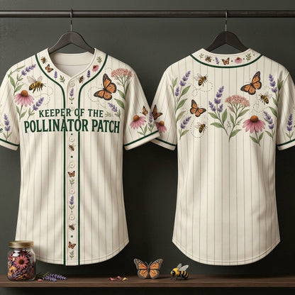 Custom Keeper of the Pollinator Patch Baseball Jersey – Nature Lover Gift - mockup 3