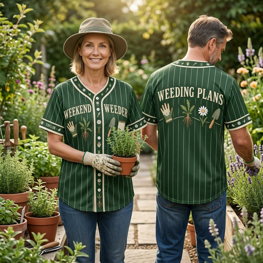 Personalized Weekend Weeder Gardener Baseball Jersey – Custom Gift for Plant Lovers - mockup 1