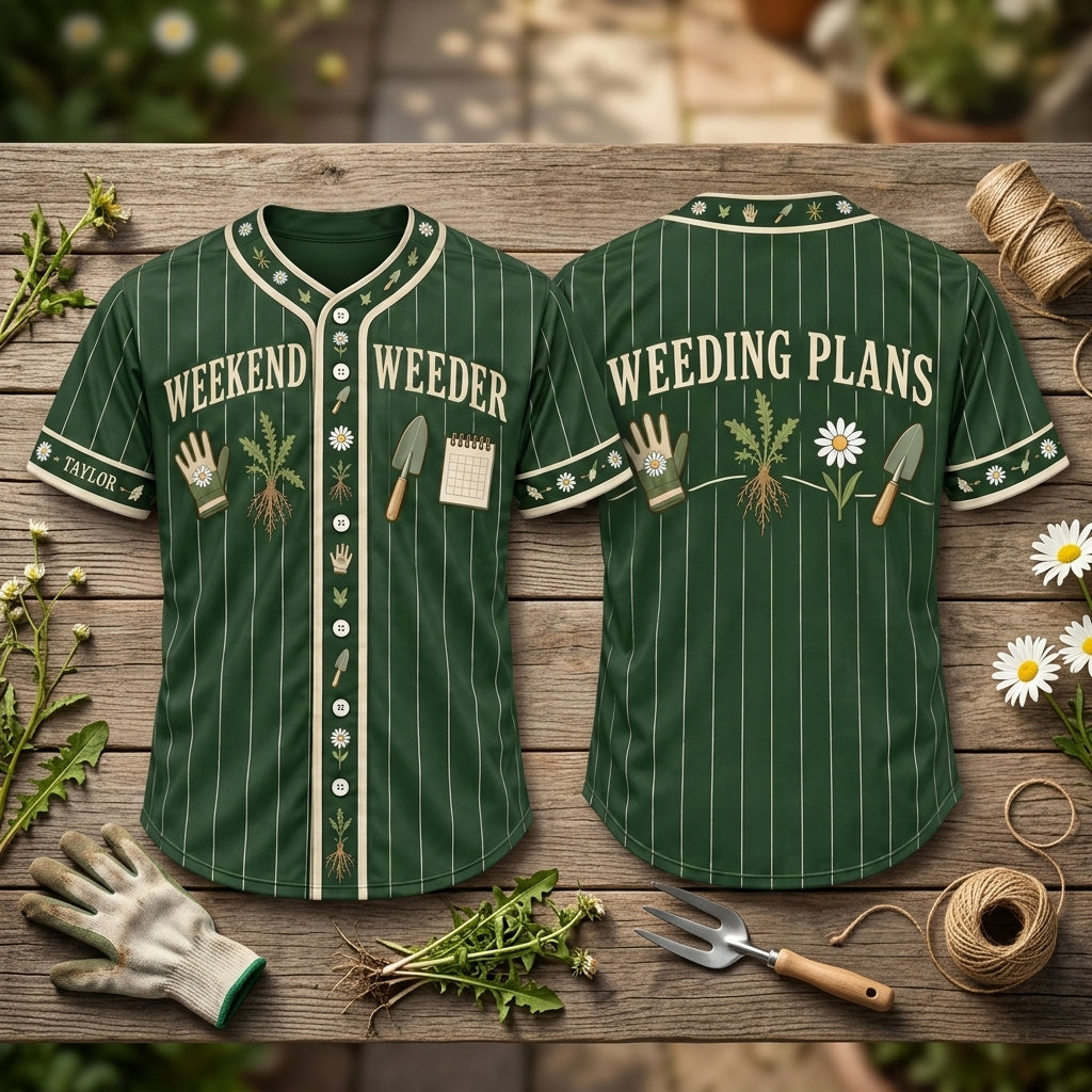 Personalized Weekend Weeder Gardener Baseball Jersey – Custom Gift for Plant Lovers - mockup 2