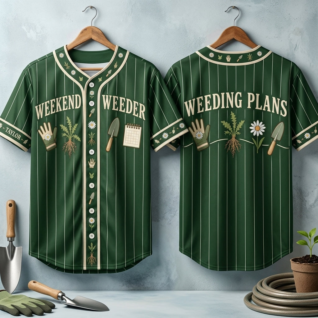 Personalized Weekend Weeder Gardener Baseball Jersey – Custom Gift for Plant Lovers - mockup 3