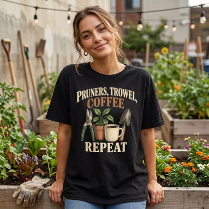 Garden Tools Coffee Gardener T-shirt Sweatshirt Hoodie – Funny Gardening Gift - mockup 1