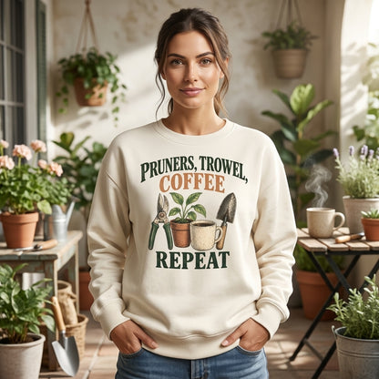 Garden Tools Coffee Gardener T-shirt Sweatshirt Hoodie – Funny Gardening Gift - mockup 2