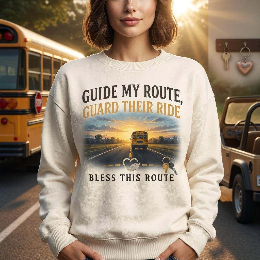 School Bus Driver Prayer Guide My Route T-shirt Sweatshirt Hoodie - Appreciation Gift - mockup 2