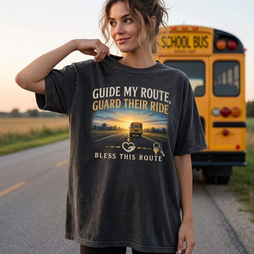 School Bus Driver Prayer Guide My Route T-shirt Sweatshirt Hoodie - Appreciation Gift - mockup 3