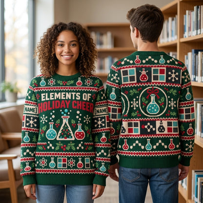 Personalized Chemistry Teacher Holiday Elements Ugly Sweater - Science Christmas Gift - mockup 1