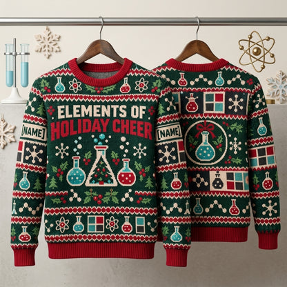 Personalized Chemistry Teacher Holiday Elements Ugly Sweater - Science Christmas Gift - mockup 3