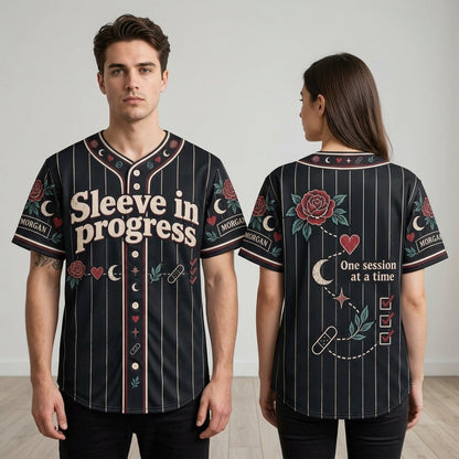 Custom Tattoo Sleeve in Progress Baseball Jersey - Personalized Ink Enthusiast Gift - mockup 1