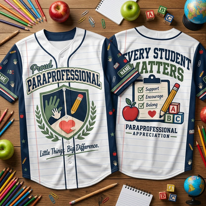 Personalized Proud Paraprofessional Baseball Jersey - Paraprofessional Appreciation Day - mockup 2