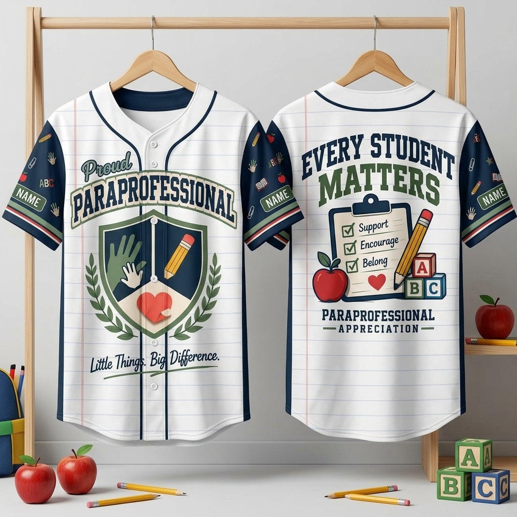 Personalized Proud Paraprofessional Baseball Jersey - Paraprofessional Appreciation Day - mockup 3