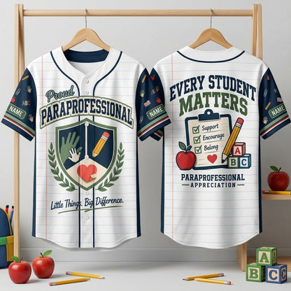 Personalized Proud Paraprofessional Baseball Jersey - Paraprofessional Appreciation Day - mockup 3