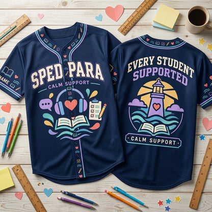 Custom SPED Paraprofessional Calm Support Baseball Jersey - Special Education Gift - mockup 2