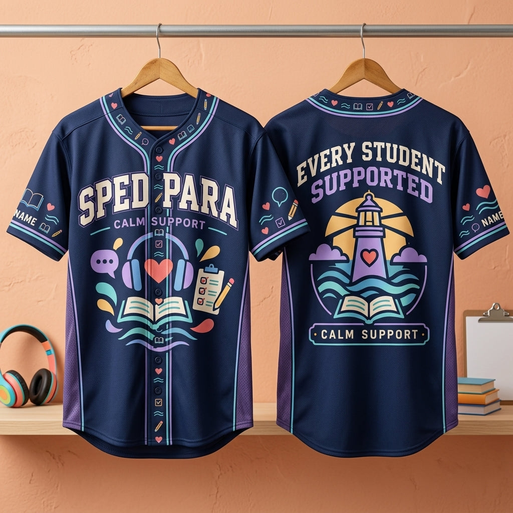 Custom SPED Paraprofessional Calm Support Baseball Jersey - Special Education Gift - mockup 3
