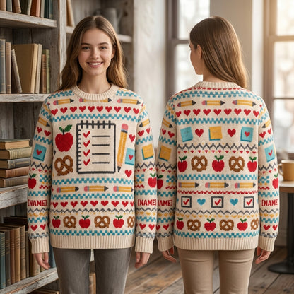 Personalized Classroom Aide Survival Kit Ugly Sweater – Teacher Appreciation Gift - mockup 1