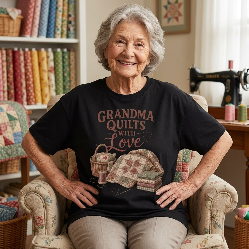 Grandma Quilts With Love Graphic T-shirt Sweatshirt Hoodie – Quilting Gift for Grandma - mockup 1