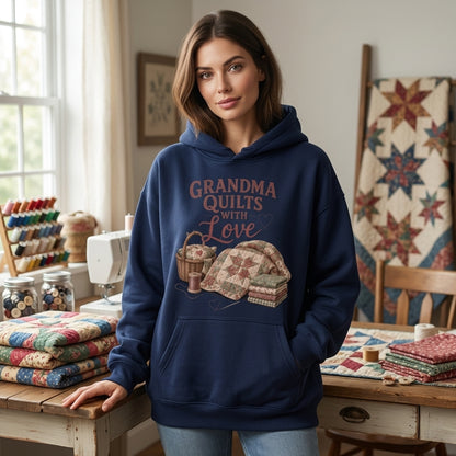 Grandma Quilts With Love Graphic T-shirt Sweatshirt Hoodie – Quilting Gift for Grandma - mockup 3